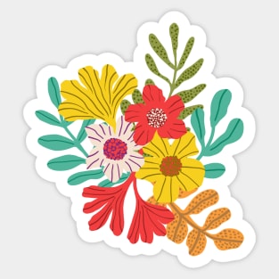 Wild maximalist colorful flowers in pink Sticker